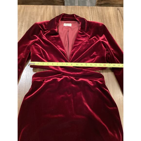 Revolve Nicholas Gabriela Red Velvet Blazer cut out long sleeve mini Dress 10 - Picture 7 of 13